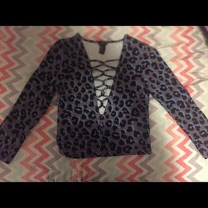 Purple Leapard print Crop Top